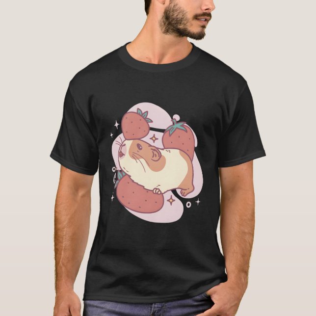 Hamster With Strawberries Comic For T-Shirt (Front)
