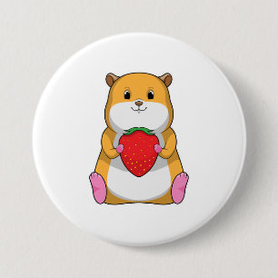 Hamster with Strawberry 3 Inch Round Button
