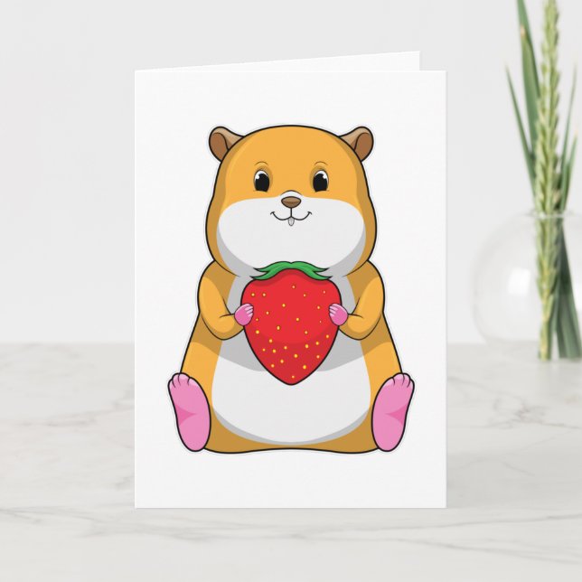 Hamster with Strawberry Card (Front)