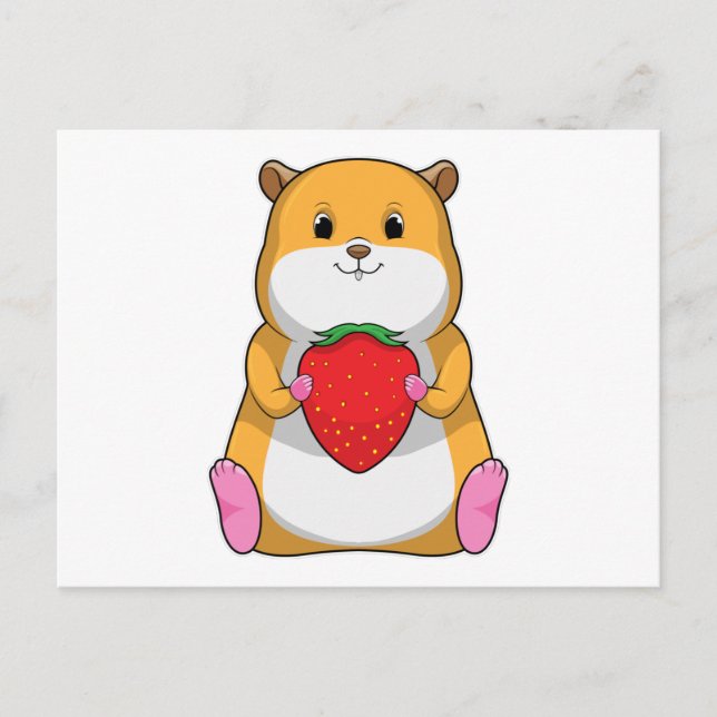 Hamster with Strawberry Postcard (Front)
