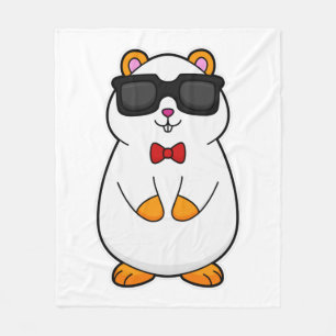 Hamster with Sunglasses & Bow tie Fleece Blanket