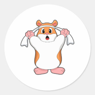 Hamster with Towel Classic Round Sticker