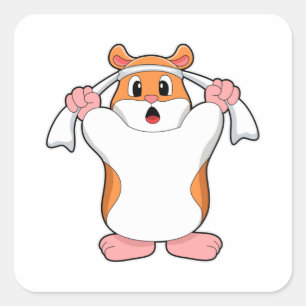Hamster with Towel Square Sticker