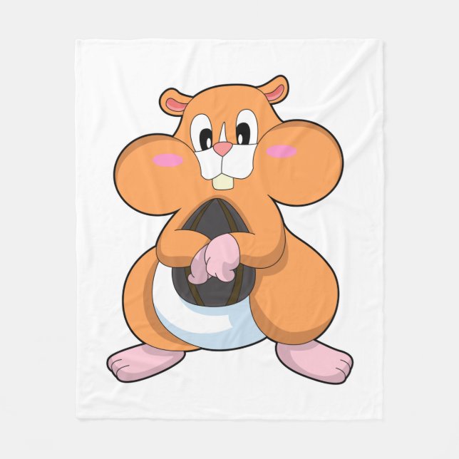 Hamster with Walnut Fleece Blanket (Front)