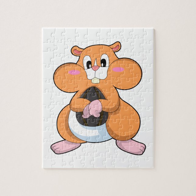 Hamster with Walnut Jigsaw Puzzle (Vertical)