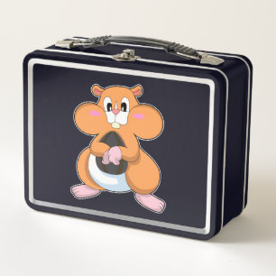 Hamster with Walnut Metal Lunch Box