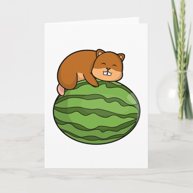 Hamster with Watermelon Card (Front)