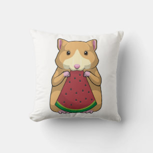 Hamster with Watermelon Throw Pillow