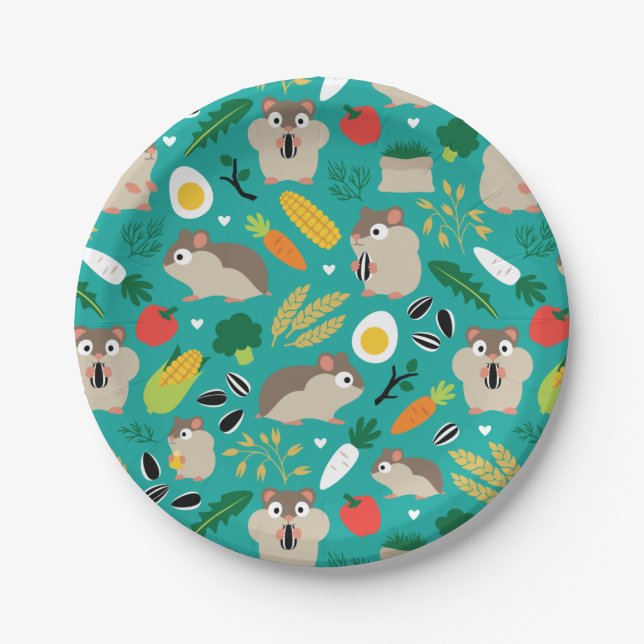 Hamsters And Their Treats Paper Plate (Front)