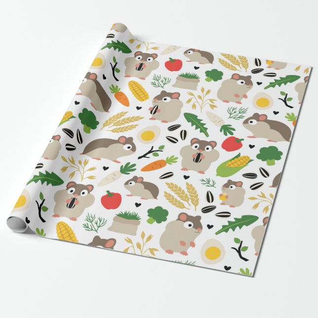 Hamsters And Their Treats Wrapping Paper (Unrolled)