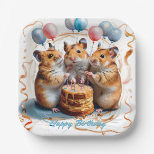 Hamsters Birthday Party Birthday Paper Plate