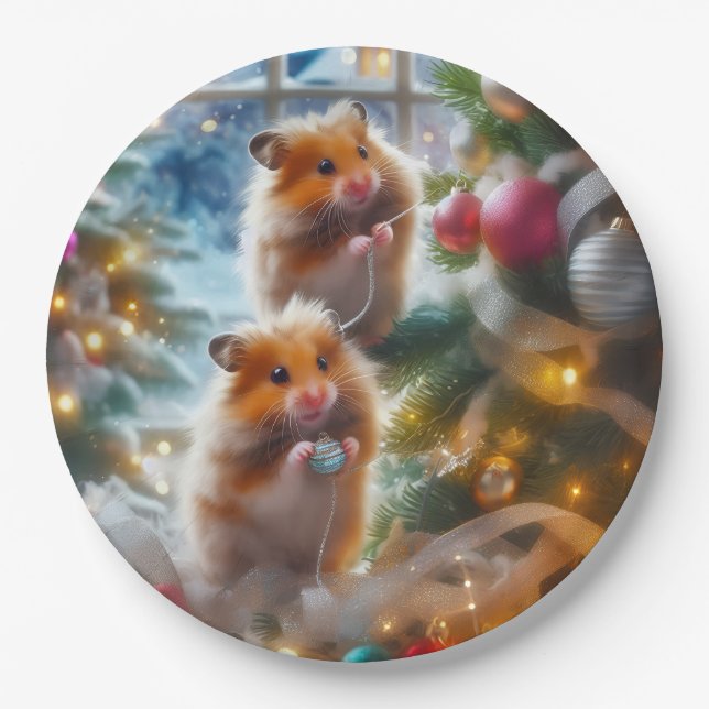 Hamsters' Christmas Paper Plates (Front)