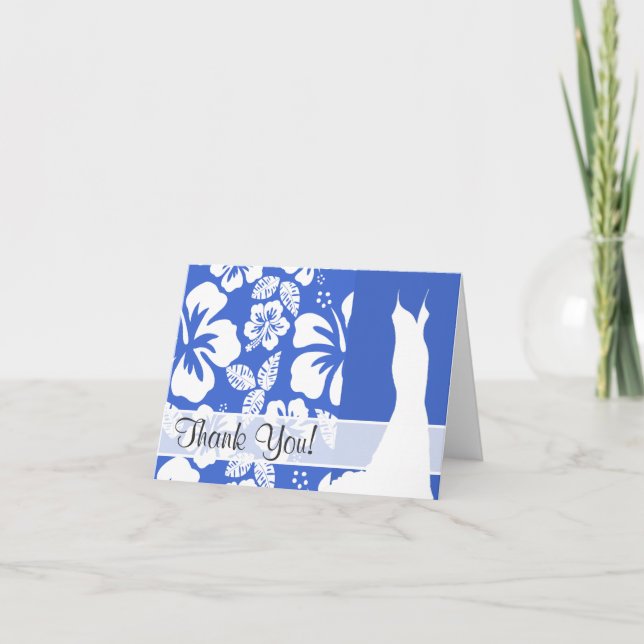 Han Blue Hawaiian Tropical Hibiscus Thank You Card (Front)