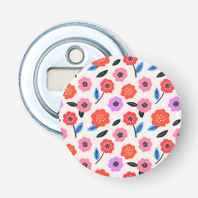 Han drawing flowers pattern bottle opener (Front)