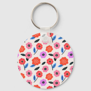 Han drawing flowers pattern keychain