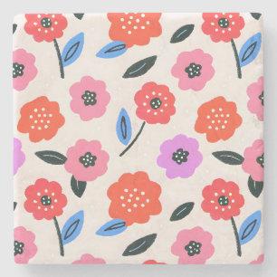 Han drawing flowers pattern stone coaster