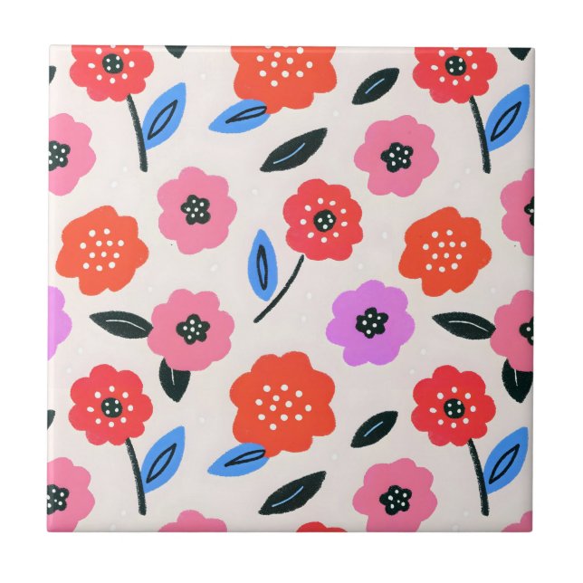 Han drawing flowers pattern tile (Front)