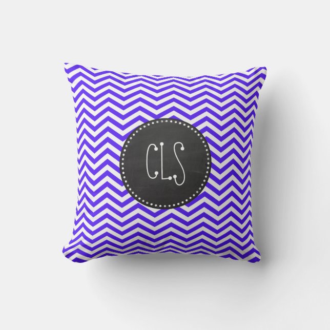 Han Purple Chevron Stripes; Chalkboard Throw Pillow (Front)