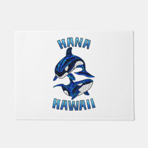 Hana Hawaii Vacation Tribal Whale Orcas Doormat