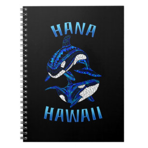 Hana Hawaii Vacation Tribal Whale Orcas Notebook