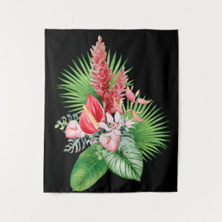 Hana hou! (Black) Hawaiian Flower Arrangement  Tapestry