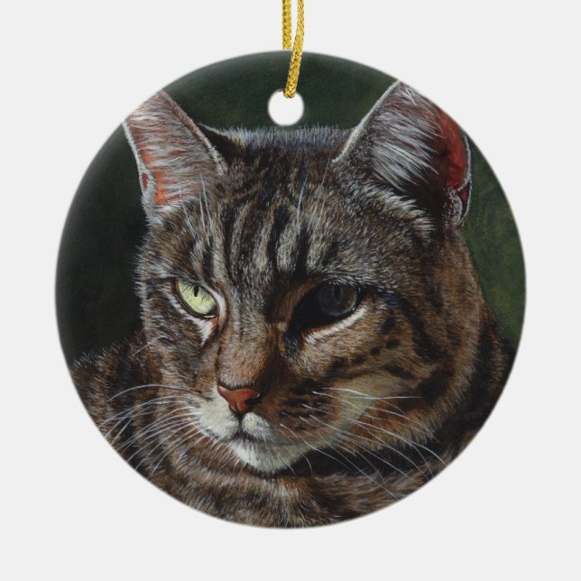 Hana Tabby cat painting art Ceramic Ornament (Front)