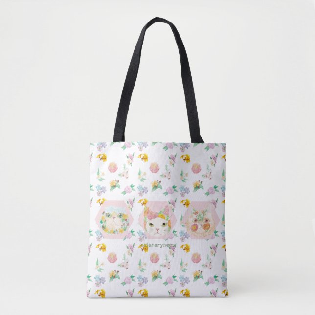 Hanabune (flower cat/gate de flow) tote bag (Front)