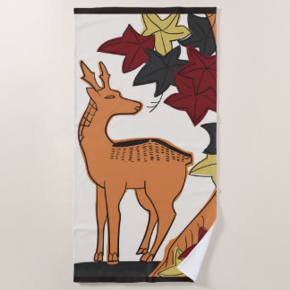 Hanafuda "Momiji-ni-shika" Beach Towel