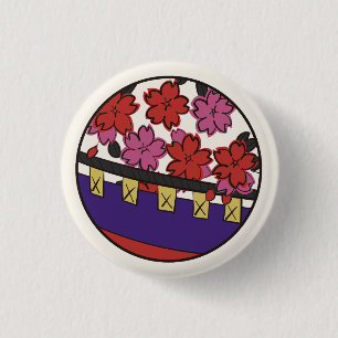 Hanafuda "Sakura-ni-maku" 1 Inch Round Button