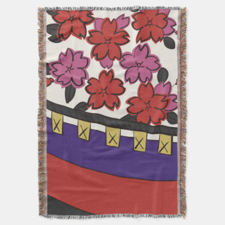 Hanafuda "Sakura-ni-maku" Throw Blanket