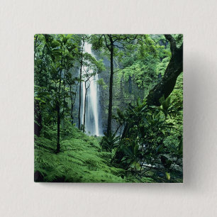 Hanakapiai Falls along the Na Pali Coast, Kauai, 2 Inch Square Button