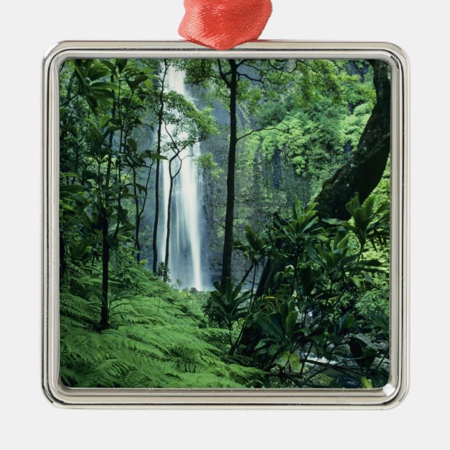 Hanakapiai Falls along the Na Pali Coast, Kauai, Metal Ornament (Front)