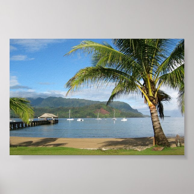 Hanalei Bay and Pier Kauai, Hawaii Poster (Front)
