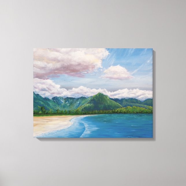 Hanalei Bay Hawaii Painting Canvas Print (Front)