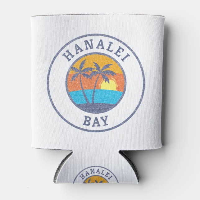 Hanalei Bay, Kauai Faded Classic Style Can Cooler (Front)