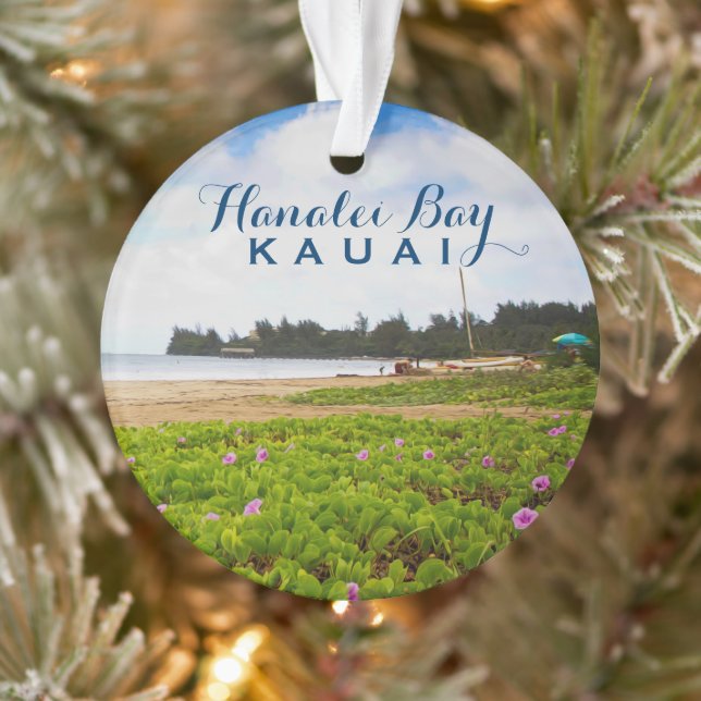 Hanalei Bay Kauai Hawaii 2 Photo Ornament (Tree)