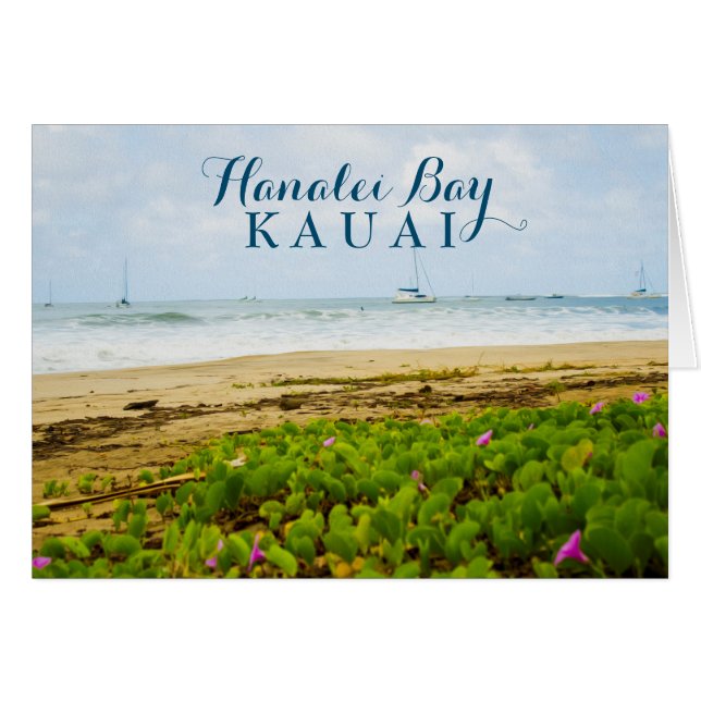 Hanalei Bay Kauai Hawaii Beach & Boats (Front Horizontal)