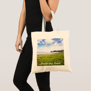 Hanalei Bay, Kauai Hawaii Beach Flower Tote Bag