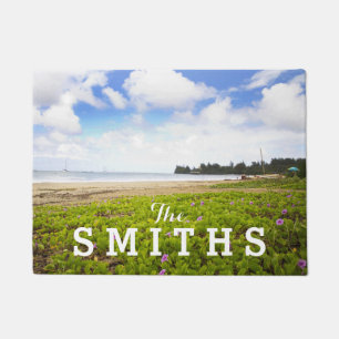 Hanalei Bay, Kauai Hawaii Beach Flowers Doormat