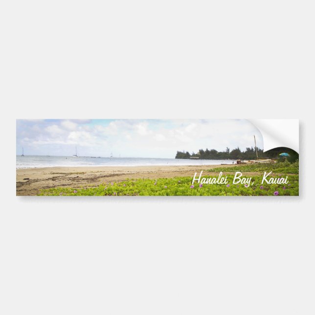 Hanalei Bay, Kauai Hawaii Limited Print Bumper Sticker (Front)