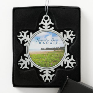 Hanalei Bay Kauai Hawaii Snowflake Pewter Christma Snowflake Pewter Christmas Ornament