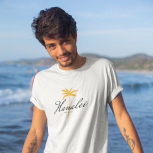 Hanalei Bay, Kauai Minimal Vintage Style Beachwear T-Shirt