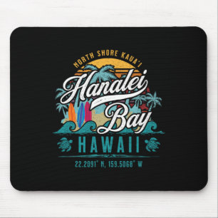 Hanalei Byy North Shore Kauai Hawaii Retro Sun Sur Mouse Pad