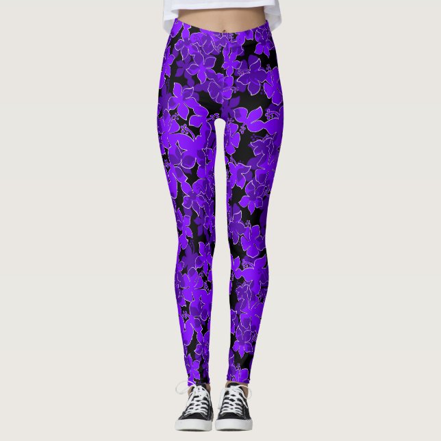 Hanalei Hawaiian Hibiscus Camo Floral Leggings (Front)