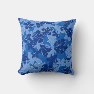Hanalei Hawaiian Hibiscus Camo Floral Throw Pillow