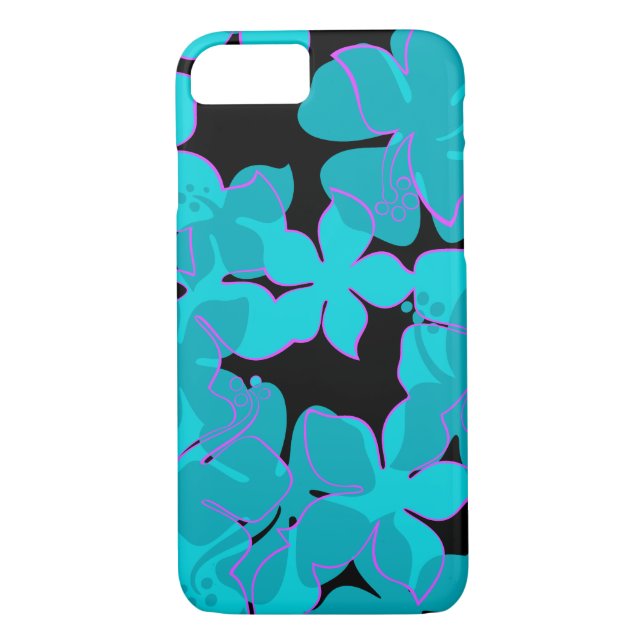 Hanalei Hawaiian Hibiscus Floral Teal Case-Mate iPhone Case (Back)