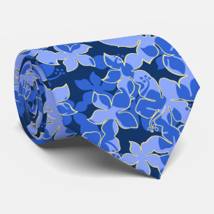 Hanalei Hawaiian Hibiscus Floral Two-sided Printe Tie