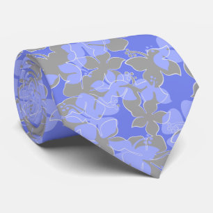 Hanalei Hawaiian Hibiscus Floral Two-sided Printe Tie