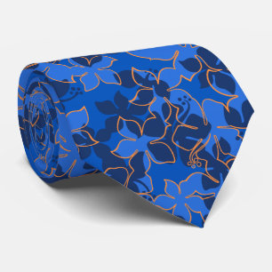 Hanalei Hawaiian Hibiscus Floral Two-sided Printe Tie