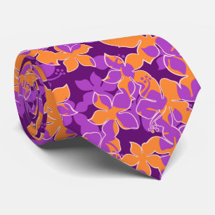 Hanalei Hawaiian Hibiscus Floral Two-sided Printed Tie